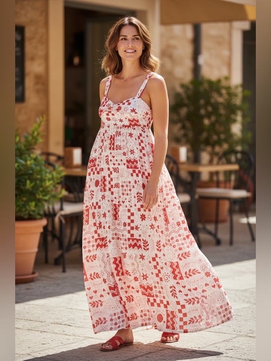 Derek Heart Dresses & Skirts - 💜5/$50💜 Derek Heart Red and White Geometric Maxi Dress